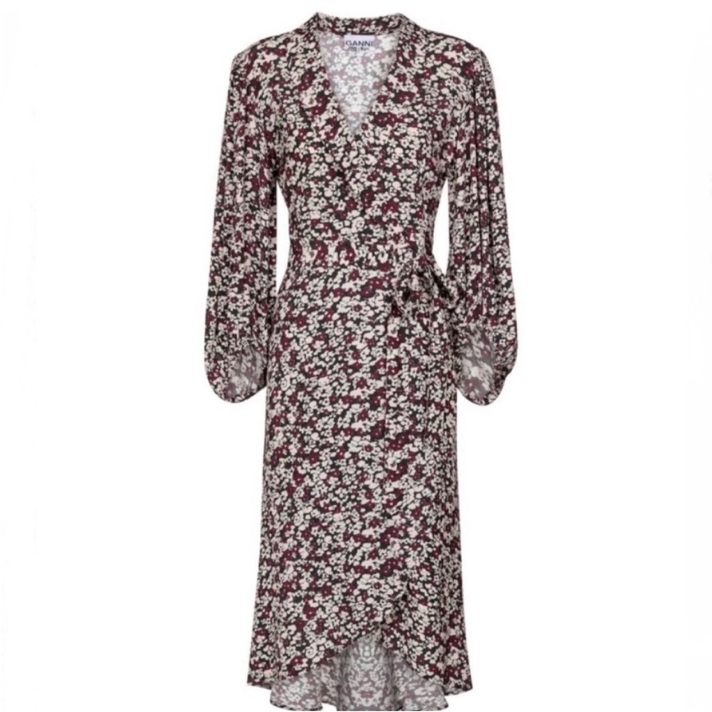 Ganni Floral Crepe Dress FR34
